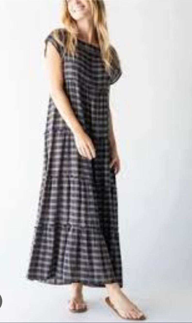 Natural Life Women's Berkley Maxi Dress SZ Small Tiered Plaid Cottagecore Fall